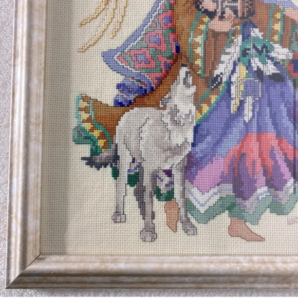 Vintage 2000 Completed Framed Angel From Heaven Cross Stitch Art - Picture 5 of 14